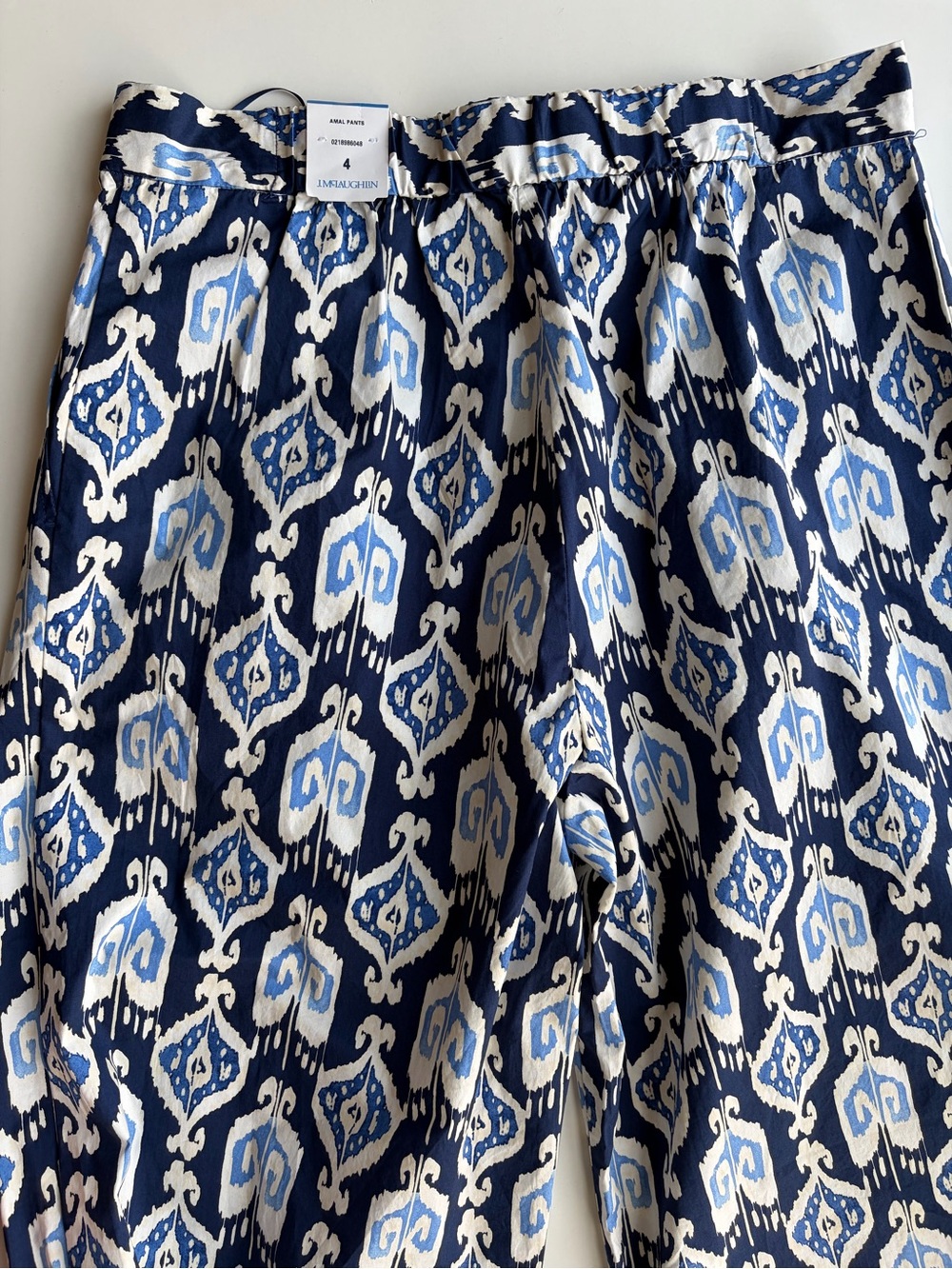 J. McLaughlin NwT Navy and White Ikat Wide-Leg Pants 4 - Picture 2 of 6